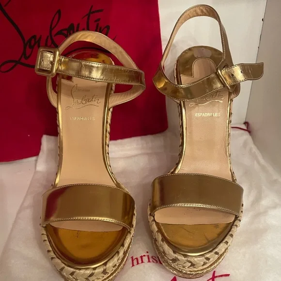 Christian Louboutin Gold Wedges - Picture 2 of 11